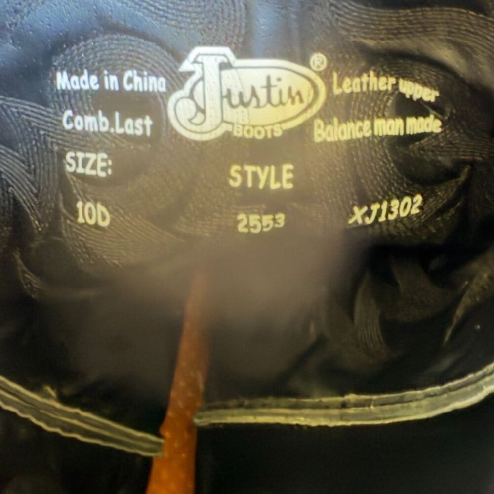 JUSTIN Mens Round Toe 13 Inch Western Boots Size 10D - Picture 8 of 9